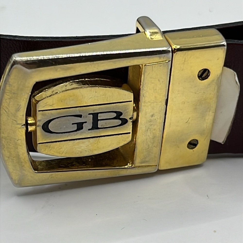 GB Italian Buckle US Leather Reversible Black Brown Belt Reversible Size 32 VTG